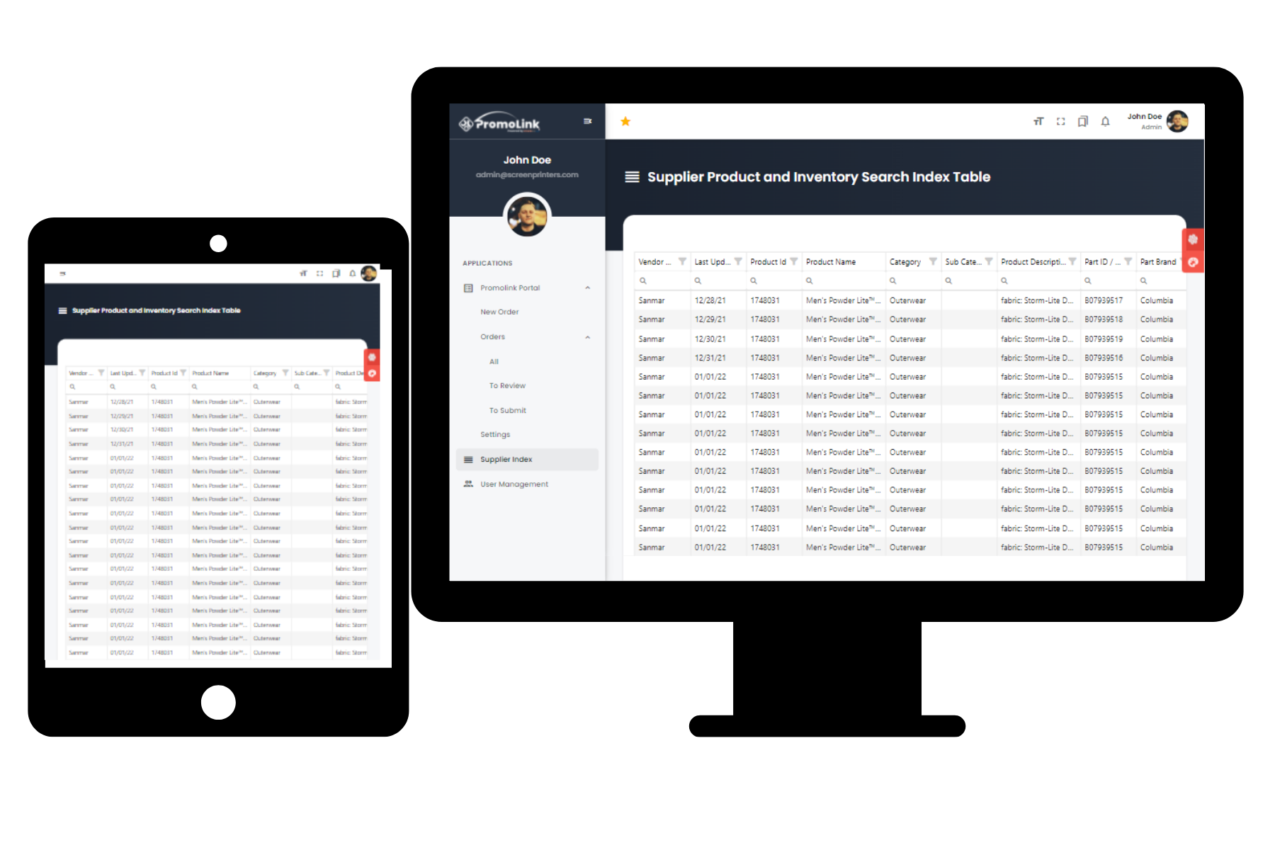 PROMOLINK portal - supplier search index